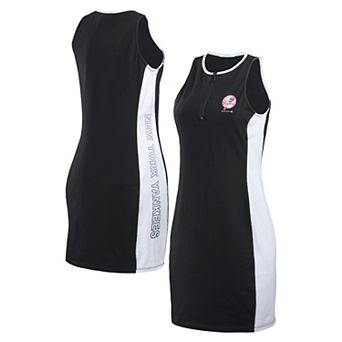 Women's WEAR by Erin Andrews Black New York Yankees Color Block Quarter-Zip Sleeveless Dress