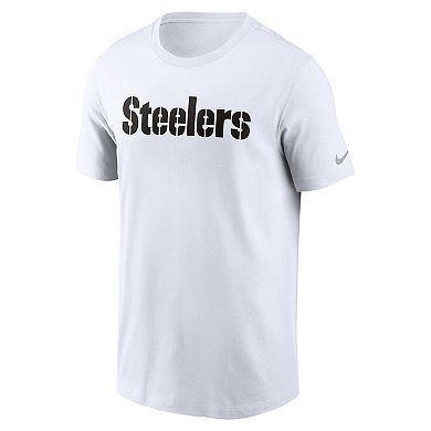 Men's Nike White Pittsburgh Steelers Primetime Wordmark Essential T-Shirt