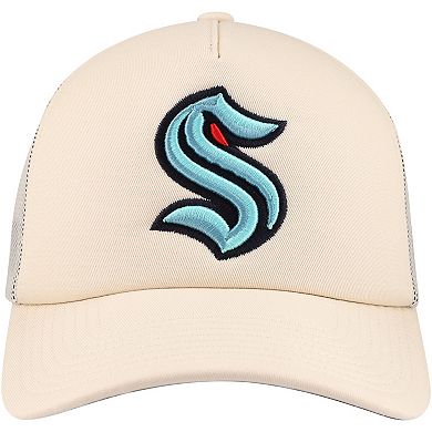 Men's Mitchell & Ness Cream Seattle Kraken Foam Front Trucker Adjustable Hat