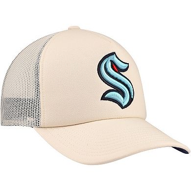Men's Mitchell & Ness Cream Seattle Kraken Foam Front Trucker Adjustable Hat