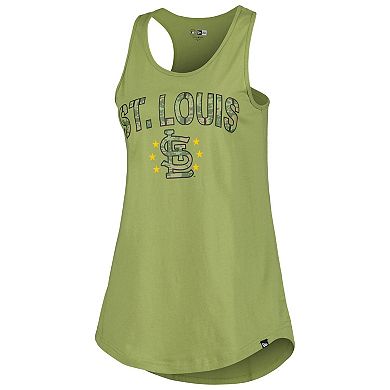 Women's New Era Olive St. Louis Cardinals Armed Forces Day Tank Top