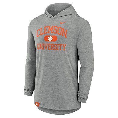 Men's Nike Heather Gray Clemson Tigers Blitz Hoodie Long Sleeve T-Shirt