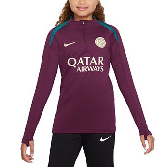 Youth Nike Burgundy Paris Saint-Germain 2024/25 Strike Drill Quarter-Zip Long Sleeve Performance Training Top
