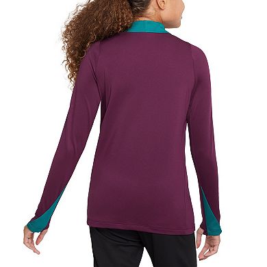 Youth Nike Burgundy Paris Saint-Germain 2024/25 Strike Drill Quarter-Zip Long Sleeve Performance Training Top