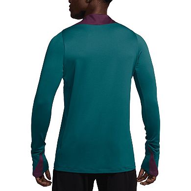 Men's Nike Teal Paris Saint-Germain 2024/25 Strike Drill Performance Quarter-Zip Long Sleeve Top