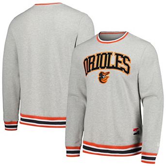 Men's New Era Heather Gray Baltimore Orioles Throwback Classic Pullover Sweatshirt