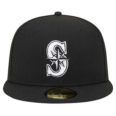 Men's New Era Black Seattle Mariners Logo 59FIFTY Fitted Hat