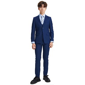 Stacy Adams Boy’s 5 pc Formal Suit Set Jacket, Vest, Shirt, Tie & Dress Pants