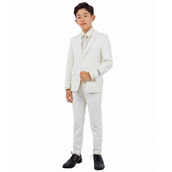 Stacy Adams Boy’s 5 pc Formal Suit Set Jacket, Vest, Shirt, Tie & Dress Pants