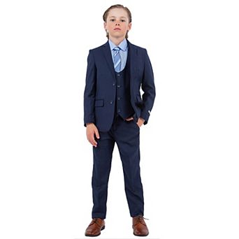 Stacy Adams Boy’s 5 pc Formal Suit Set Jacket, Vest, Shirt, Tie & Dress Pants