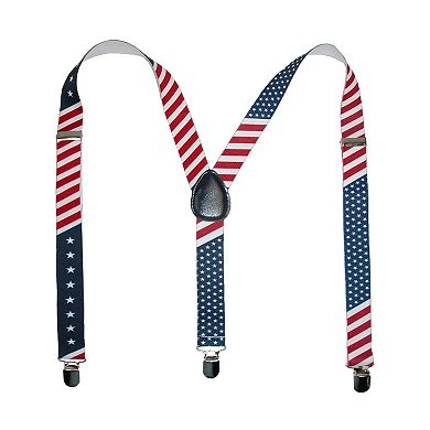 CTM Elastic Stars and Stripes American Flag Clip-End Suspenders