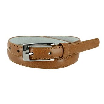 CTM Women's Skinny 3/4 Inch Leather Dress Belt