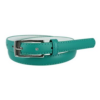 CTM Women's Skinny 3/4 Inch Leather Dress Belt