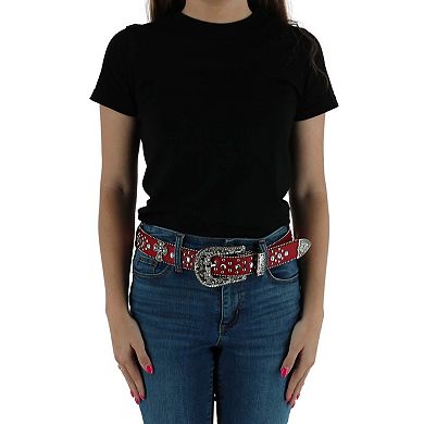 Ctm Women's Cross Concho Western Rhinestone Belt