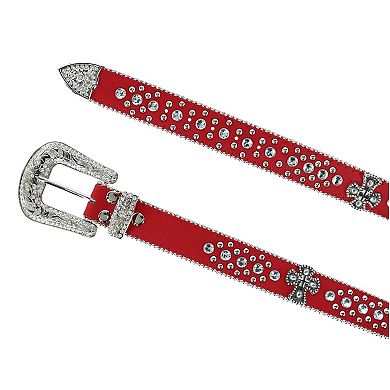 Ctm Women's Cross Concho Western Rhinestone Belt