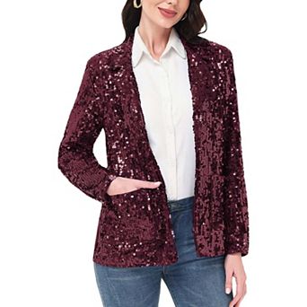 Women's Glitter Open Front Sparkle Party Blazer Jacket