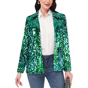 Women's Glitter Open Front Sparkle Party Blazer Jacket