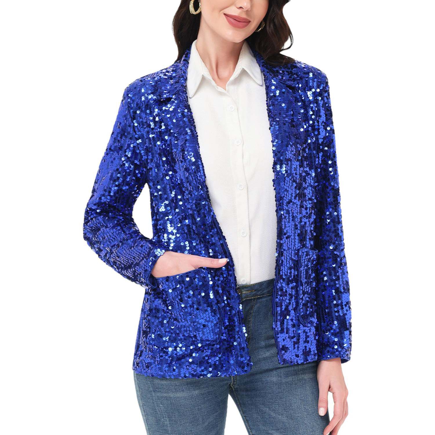 Sequin Blazer Kohls Womens Dress Jackets Sequin Jacket For Women's Party  Lapel Collar Open Front Crop