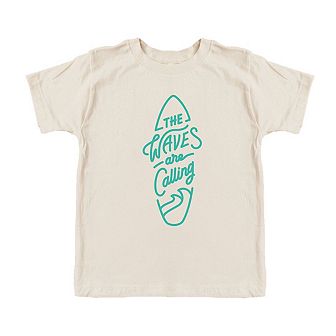 The Waves Are Calling Surf Board Toddler Short Sleeve Graphic Tee