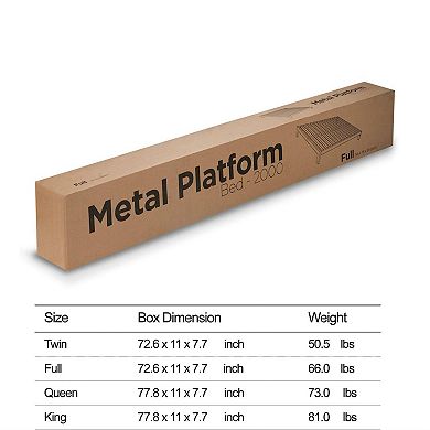 Full Size Contemporary Black Metal Platform Bed With Wooden Mattress Support Slats