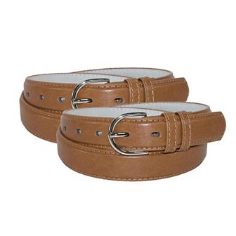 Ctm Women's Leather 1 1/8 Inch Dress Belt (pack Of 2)