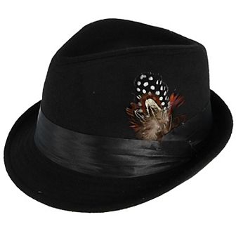 Kenny K Men's Dressy Faux Felt Fedora With Feather