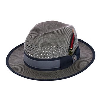 Richman Brothers Men's Polybraid Fedora Hat With Grossgrain Ribbon And Feather