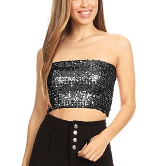 Women's Strapless Glitter Sequin Sparkle Bandeau