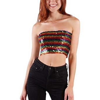 Women's Strapless Glitter Sequin Sparkle Bandeau
