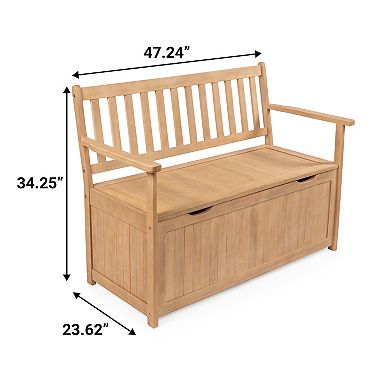 Sophie 48" Traditional Farmhouse Lift-top Acacia Wood Storage & Entry Bench