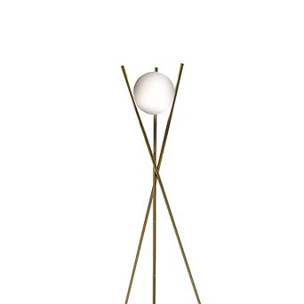 Ozarke Solstice Glass Globe Floor Lamp - Contemporary LED Standing Light, Brass Gold