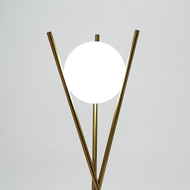 Ozarke Solstice Glass Globe Floor Lamp - Contemporary LED Standing Light, Brass Gold