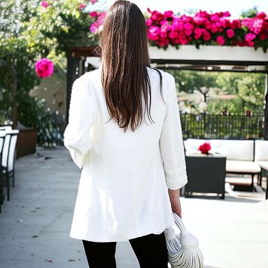 Women's Ruched Open Front Blazer