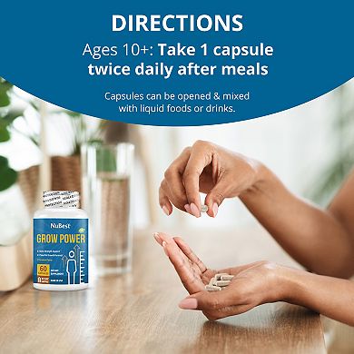 Grow Power, Height Growth Supplement For Ages 10+ with Vegan DHA, 60 Capsules