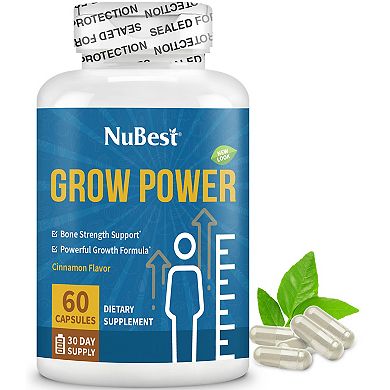 Grow Power, Height Growth Supplement For Ages 10+ with Vegan DHA, 60 Capsules