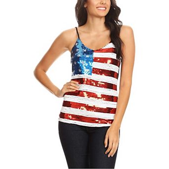 Women's Patriotic American Sequin Camisole Top