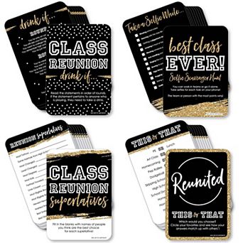Big Dot Of Happiness Reunited - 4 Class Reunion Party Games 10 Cards Each - Gamerific Bundle