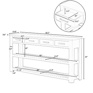 Merax Entryway Console Table With 4 Drawers And 2 Shelves