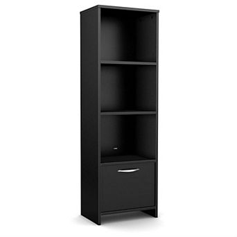 Modern Bookcase With 3 Shelves & Bottom Door In Black