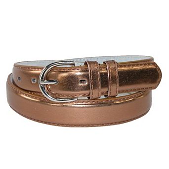 Ctm Women's Leather 1 1/8 Inch Metallic Dress Belt