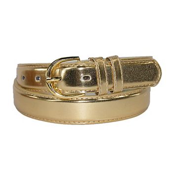 Ctm Women's Leather 1 1/8 Inch Metallic Dress Belt