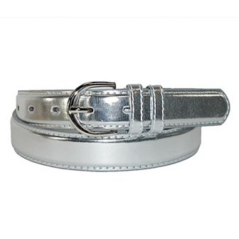 Ctm Women's Leather 1 1/8 Inch Metallic Dress Belt