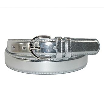 Ctm Women's Leather 1 1/8 Inch Metallic Dress Belt