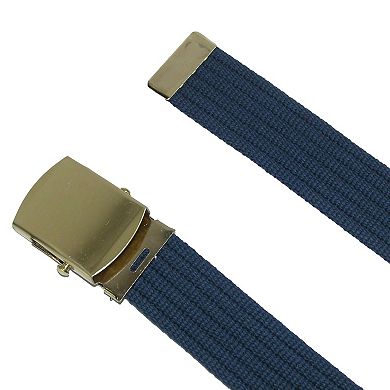 CTM Big & Tall Ribbed Fabric Belt With Brass Tone Buckle