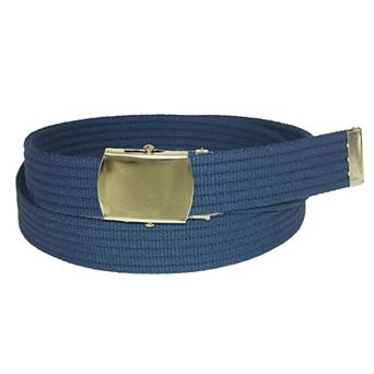 Ctm Big & Tall Ribbed Fabric Belt With Brass Tone Buckle