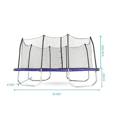 Skywalker Trampolines 9 X 15 Ft Rectangle Outdoor Trampoline For Kids With Safety Enclosure, Blue