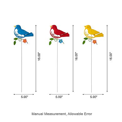 Glitzhome Set Of 3 Metal Decorative Garden Stakes