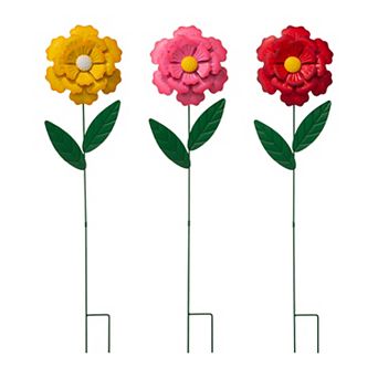 Glitzhome Set Of 3 Metal Decorative Garden Stakes