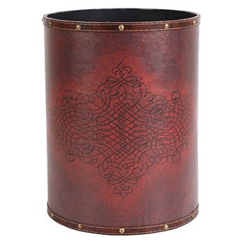 Vintiquewise Faux Leather Antique Design Waste Bin