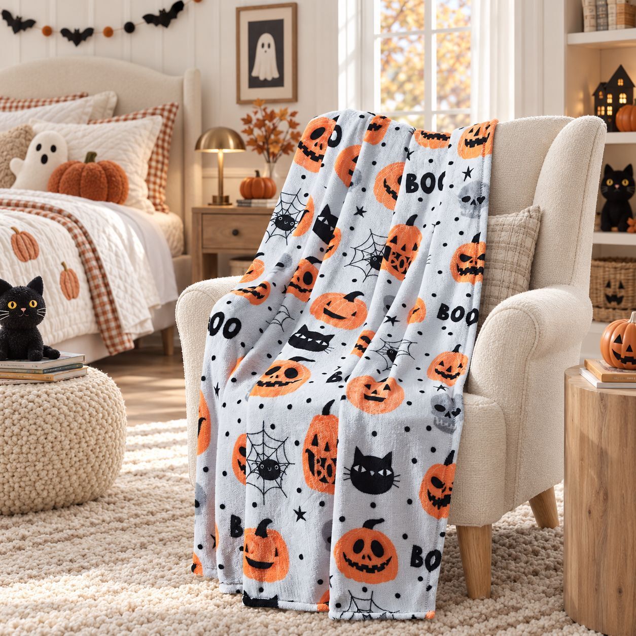 Get Cozy This Fall: Kate Aurora Living Orange & Black Polka Dot Throw Blanket – Ultra Soft & Plush